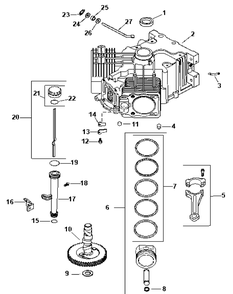 Crankcase Diagram and Parts List for Z-FORCE44 17AH3AGL-17AH3AGL709-17AH3AGL710 Cub Cadet Lawn Tractor